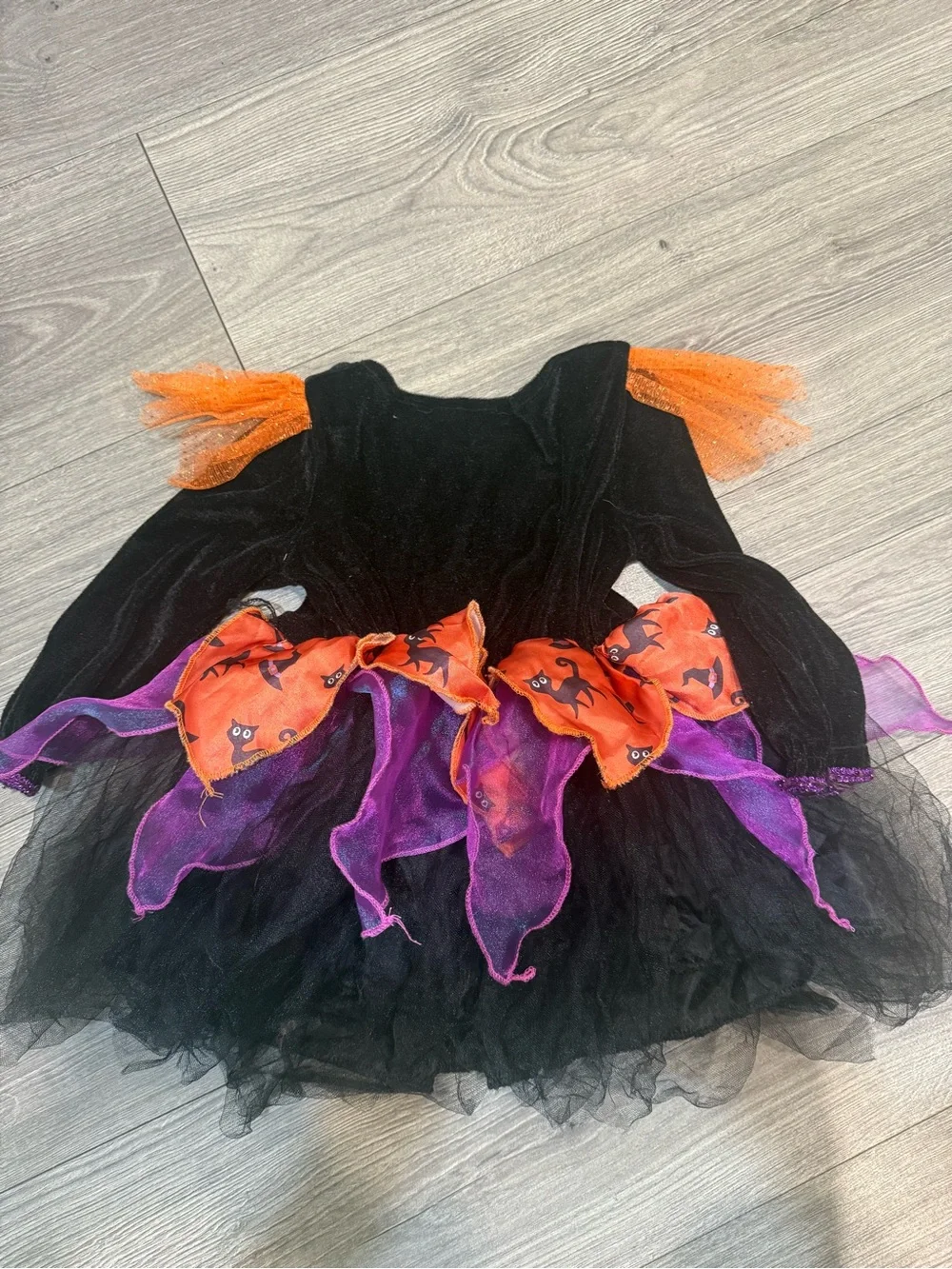 Toddlers Halloween Witch Costume Dress - Black, Orange & Purple